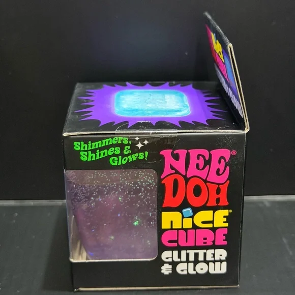 NWT NeeDoh Nice Cube Glitter Glow Purple Squeeze Fidget Tactile Sensory Toy - Picture 3 of 6